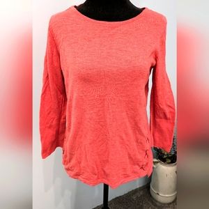 J Jill Size M Cotton 3/4 Sleeve Lace Up Side Salmon Top. Size Small